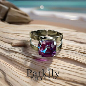Handcrafted sparkly ring made with Swarovski crystal adjustable fit
